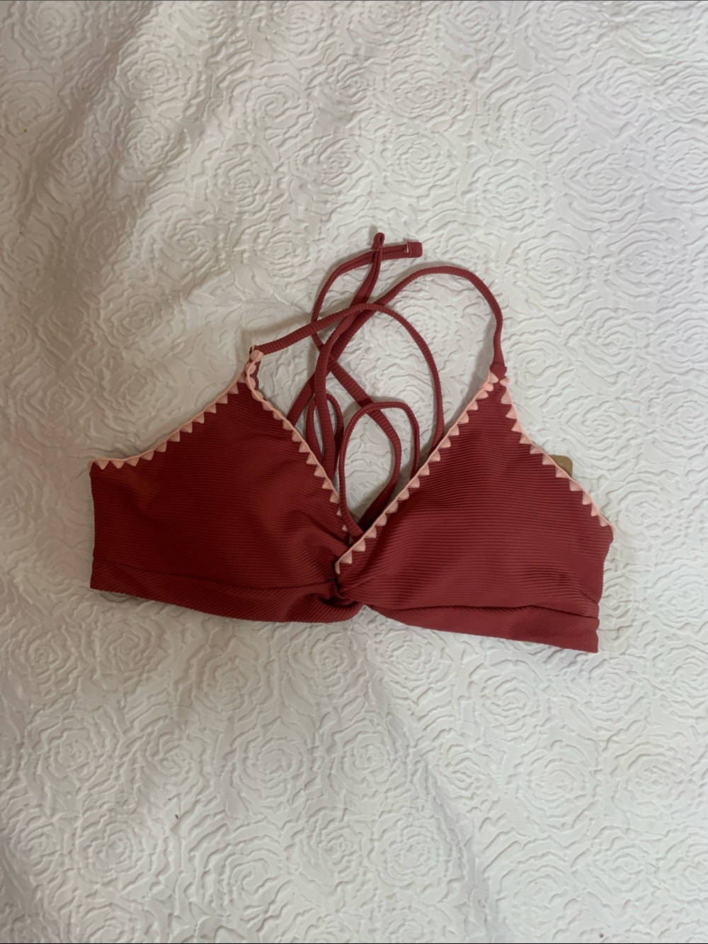 NWT BERLOOK Rust Red Triangle Bikini Top, Size L